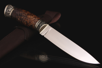 Нож "Засапожный" сталь Bohler k 340. Рукоять карельская береза.